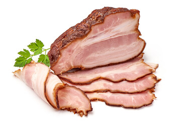 Smoked Pork meat, isolated on white background