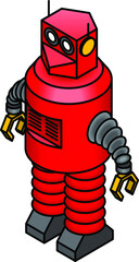 A retro tin toy robot.