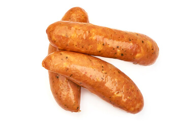 German bratwurst sausages, isolated on white background