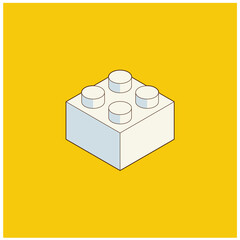 The toy building block, bricks for children. Vector isometric illustration. Colored bricks isolated on white background.