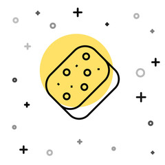 Black line Sponge with bubbles icon isolated on white background. Wisp of bast for washing dishes. Cleaning service logo. Random dynamic shapes. Vector.