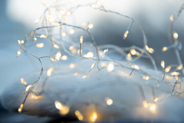 Christmas garlands in the snow