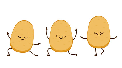 Potato character design. Potato vector. wallpaper. free space for text. Potato on white background.