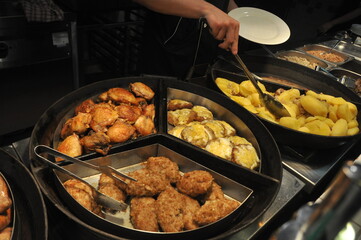 the chef is putting food