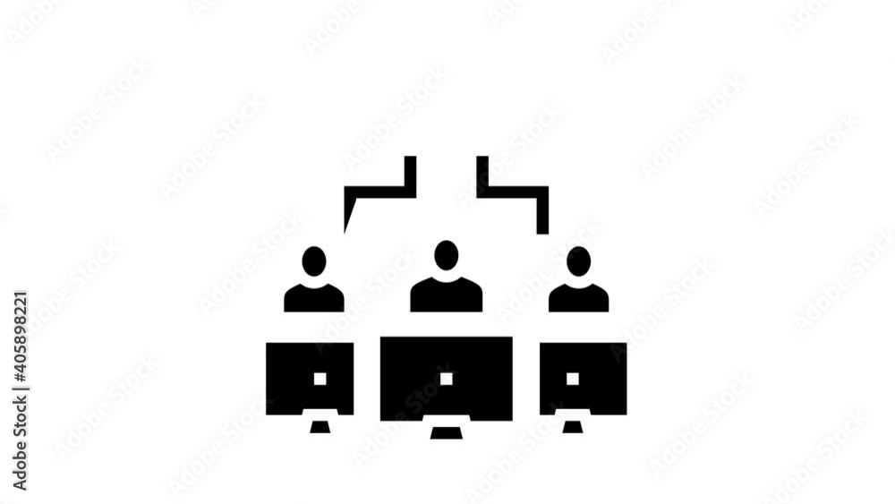Poster team work wireless internet connection animated glyph icon. team work wireless internet connection s