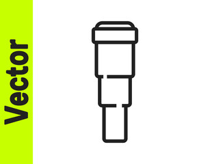 Black line Spyglass telescope lens icon isolated on white background. Sailor spyglass. Vector.