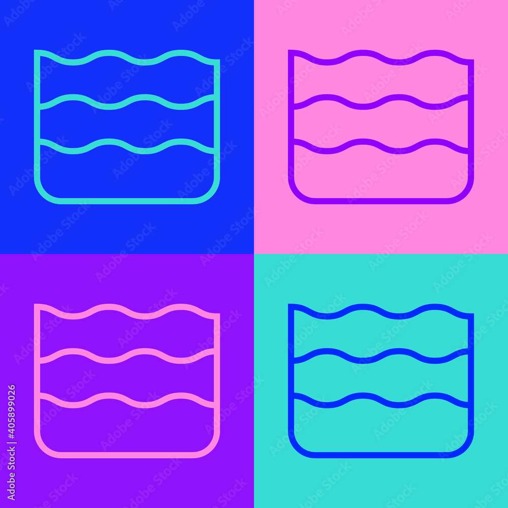 Poster pop art line wave icon isolated on color background. vector.