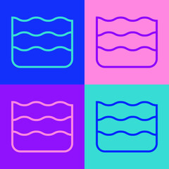 Pop art line Wave icon isolated on color background. Vector.