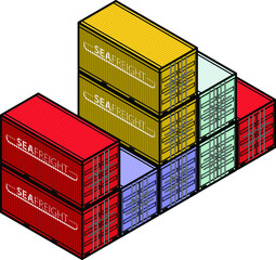 A stack of sea freight containers.