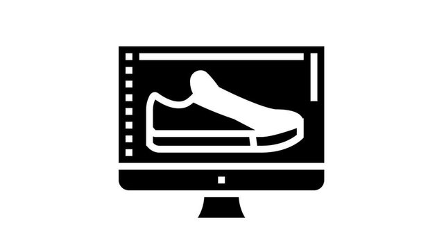 shoe design computer screen animated glyph icon. shoe design computer screen sign. isolated on white background