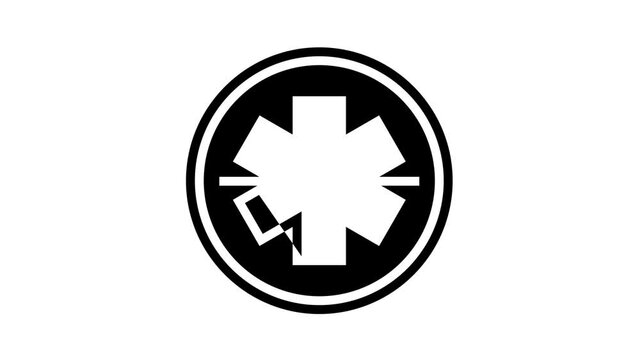 emergency ambulance hospital sign animated glyph icon. emergency ambulance hospital sign sign. isolated on white background