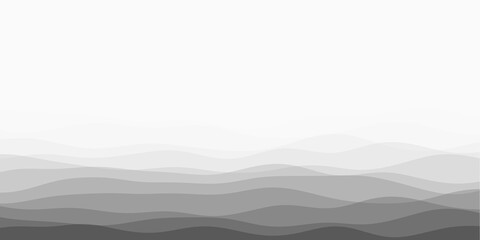 Abstract waves cover. Horizontal background with curves in grey colors. Trendy vector illustration.