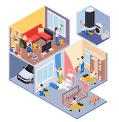 Rooms Renovation Isometric Composition