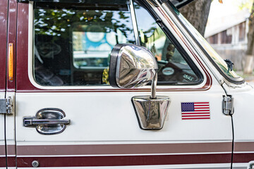 Old Retro Bus. Rough Metal Surface Texture. Vintage Car Bus