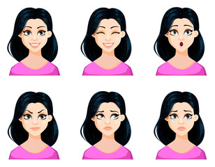 Face expressions of beautiful woman