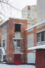 Fototapeta na wymiar snow garages in the winter city of Russia