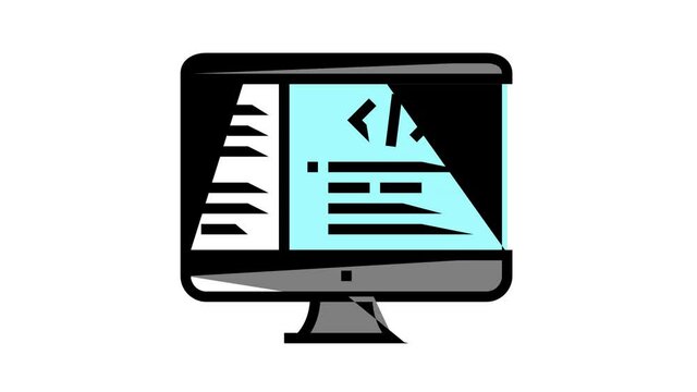coding code geek animated color icon. coding code geek sign. isolated on white background