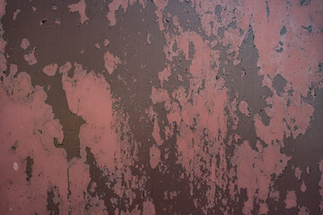 Red rusty grunge metal background or texture with scratches and cracks