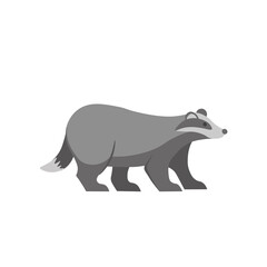 Cartoon badger on a white background.Flat cartoon illustration for kids.