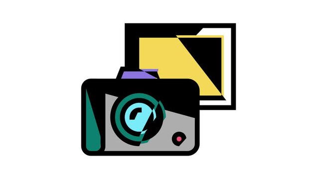 vintage photo camera animated color icon. vintage photo camera sign. isolated on white background
