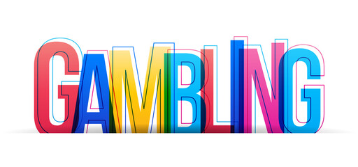 Colorful overlapped letters of the word ''Gambling''. Vector illustration.