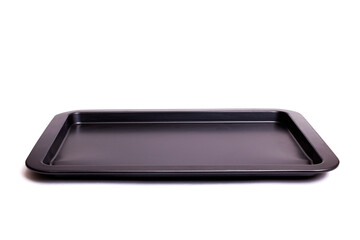 Metal baking sheet for cooking isolated on white background