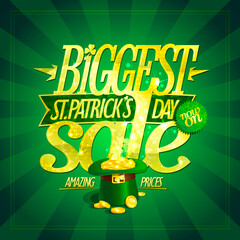 Patrick's day biggest sale banner vector mockup