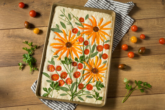 Homemade Flower Focaccia Bread Art