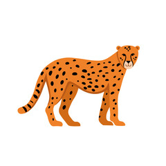 Cartoon cheetah on a white background.Flat cartoon illustration for kids.