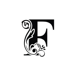 letter F. flower  letters. Vintage ornament initial Alphabet. Logo vector 
