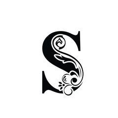 letter S. flower  letters. Vintage ornament initial Alphabet. Logo vector 
