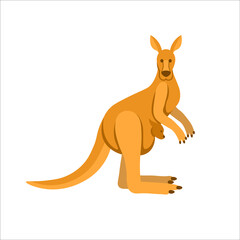 Cartoon kangaroo on a white background.Flat cartoon illustration for kids.