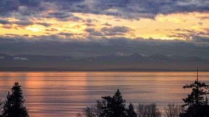 sunset over the lake