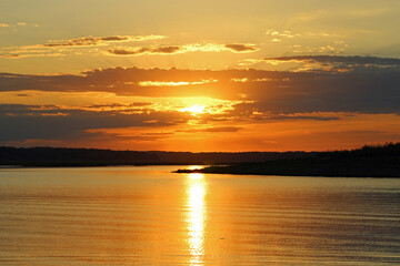 sunset over the lake