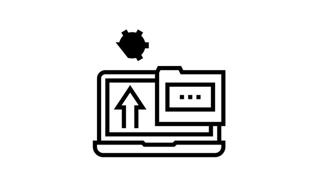 folder laptop animated black icon. folder laptop sign. isolated on white background