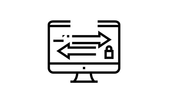 data exchange between servers animated black icon. data exchange between servers sign. isolated on white background