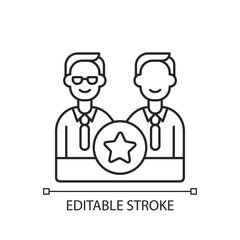 Directorate linear icon. Membership on directors board. Executive staff. Director office. Thin line customizable illustration. Contour symbol. Vector isolated outline drawing. Editable stroke