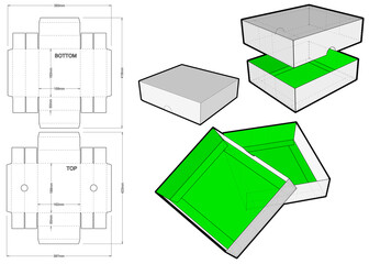 Chocolate box (Internal measurement 18 x 15.5+ 5 cm) and Die-cut Pattern. Ease of assembly, no need for glue. The .eps file is full scale and fully functional. Prepared for real cardboard production.