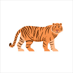 Cartoon tiger on a white background.Flat cartoon illustration for kids.