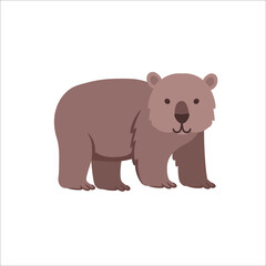 Cartoon wombat on a white background.Flat cartoon illustration for kids.