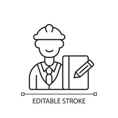 Supervisor linear icon. Responsibility for employees productivity, actions. Overseeing projects. Thin line customizable illustration. Contour symbol. Vector isolated outline drawing. Editable stroke