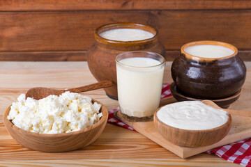dairy products. dairy products on a wooden table