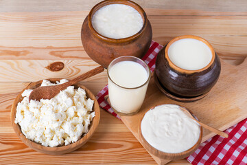 dairy products. dairy products on a wooden table