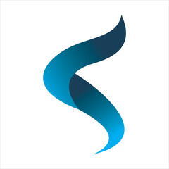 blue wave letter s logo design