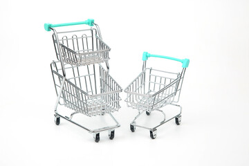 shopping cart for market groceries on white background