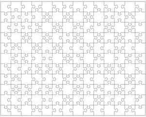Illustration of big white puzzle, separate parts
