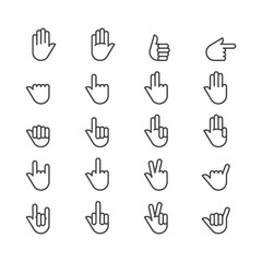 Outline hands icon set. Vector illustration, flat design