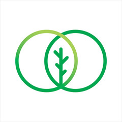 green circle infintity leaf tree logo design