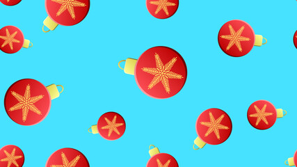 seamless pattern of red hand drawn Christmas tree ball