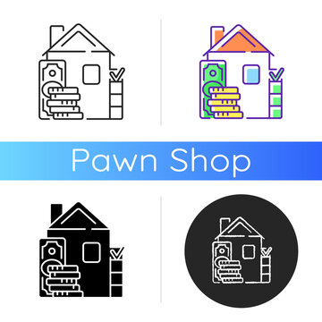 Down Payment Icon. Expensive Goods Purchase. Initial Upfront Partial Payment. Real Estate Transaction. Full Purchase Price Percentage. Linear Black And RGB Color Styles. Isolated Vector Illustrations